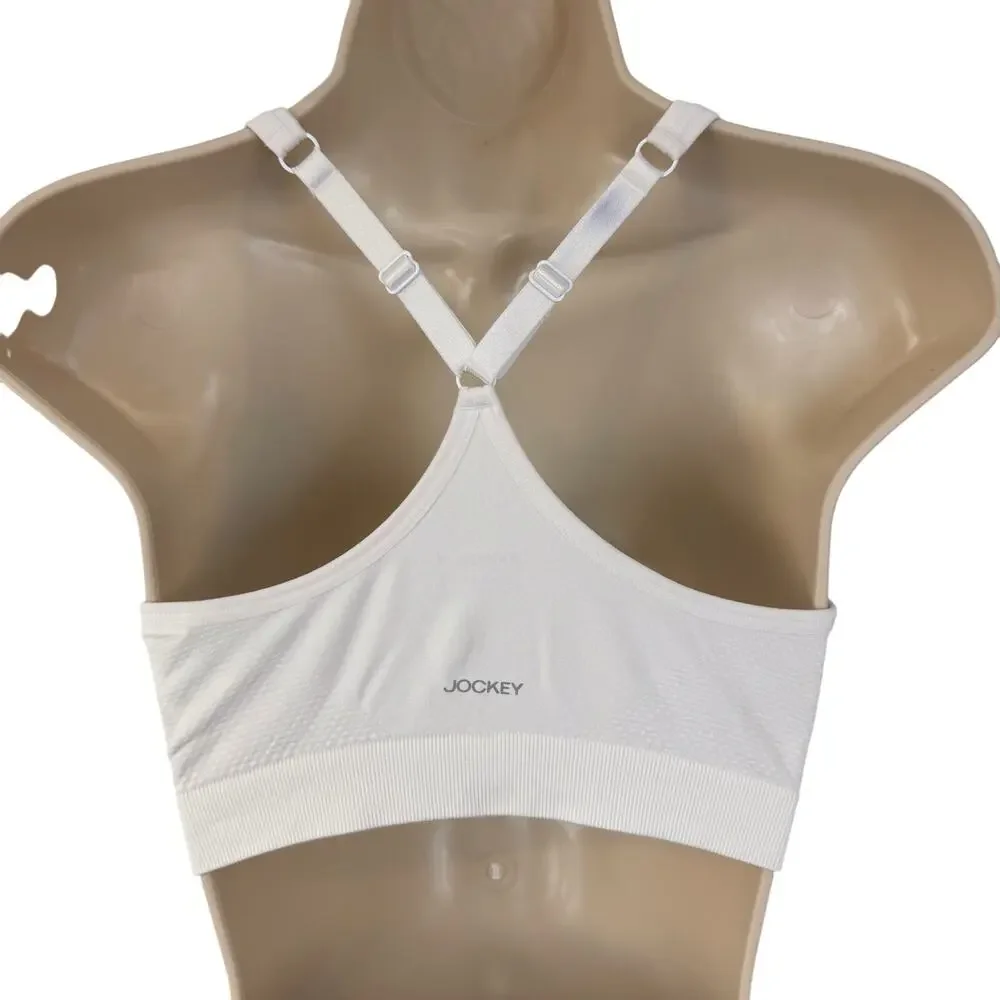 Women's White Jockey Racerback Sports Bra Molded Cup Adjustable Straps Medium - Picture 2 of 16
